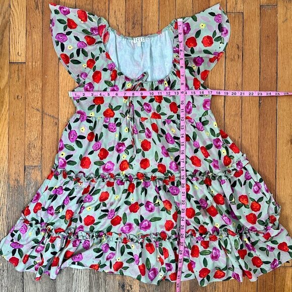 Floral Pullover Easy Breezy Mini Dress Bell Sleeve TCEC, Size S - Picture 15 of 16